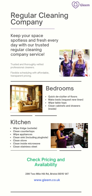 Regular Cleaning Company  Gleem Cleaning