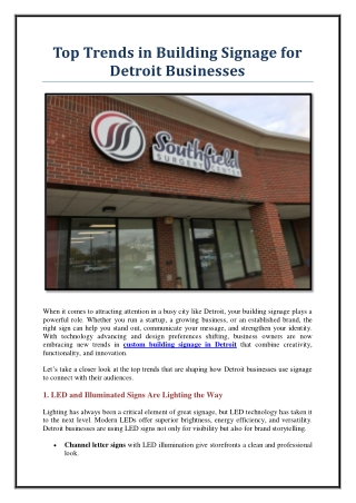 Top Trends in Building Signage for Detroit Businesses