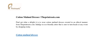 Cotton Mulmul Dresses  Theprintroots.com