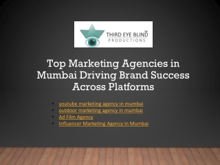 Top Marketing Agencies in Mumbai Driving Brand Success Across Platforms