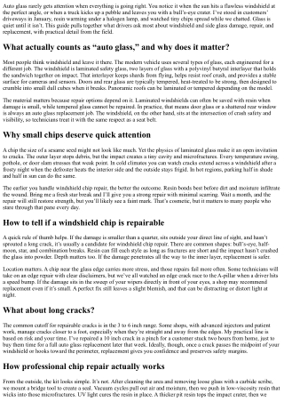 FAQ: Everything About Auto Glass Repair in One Place