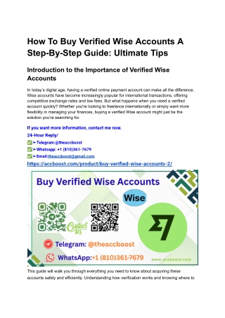 How To Buy Verified Wise Accounts A Step-By-Step Guide_ Ultimate Tips