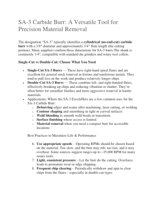 SA-3 Carbide Burr A Versatile Tool for Precision Material Removal