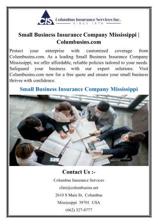 Small Business Insurance Company Mississippi  Columbusins