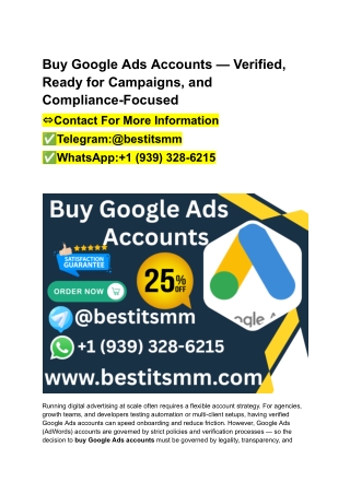 Buy Google Ads Accounts — Verified, Ready for Campaigns, - Copy