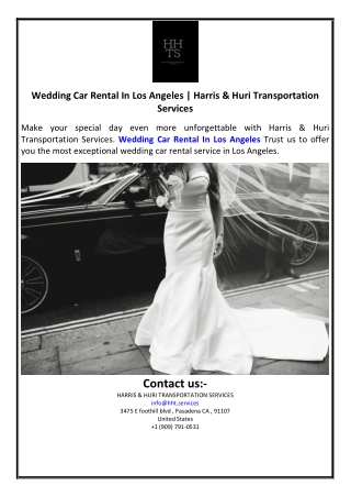 Wedding Car Rental In Los Angeles | Harris & Huri Transportation Services