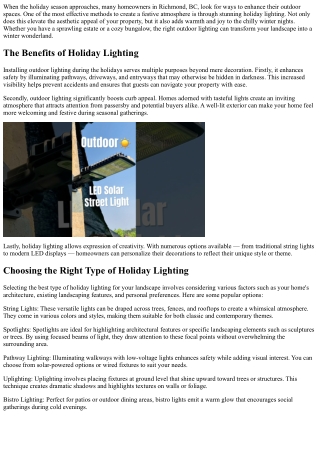 Transform Your Landscape with Stunning Holiday Lighting in Richmond BC