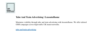 Tube And Train Advertising  Luxoutofhome