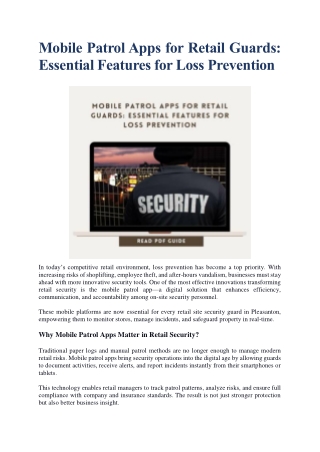 Mobile Patrol Apps for Retail Guards: Essential Features for Loss Prevention