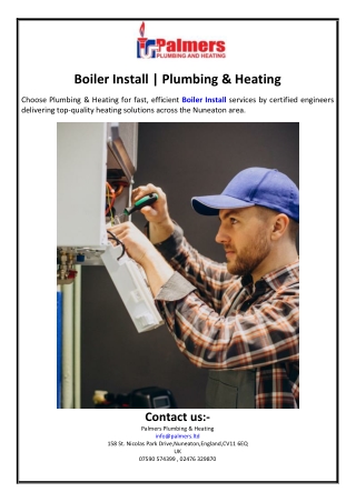Boiler Install | Plumbing & Heating