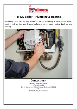 Fix My Boiler | Plumbing & Heating