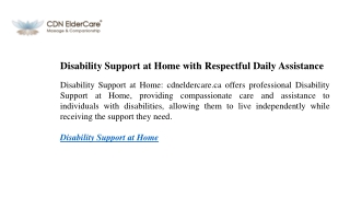 Disability Support at Home with Respectful Daily Assistance