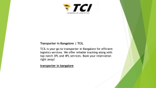 Transporter In Bangalore TCIL