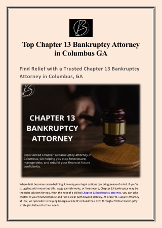 Top Chapter 13 Bankruptcy Attorney in Columbus GA