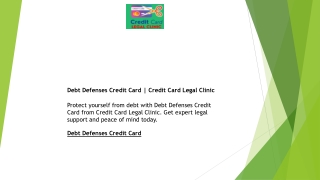 Debt Defenses Credit Card  Credit Card Legal Clinic