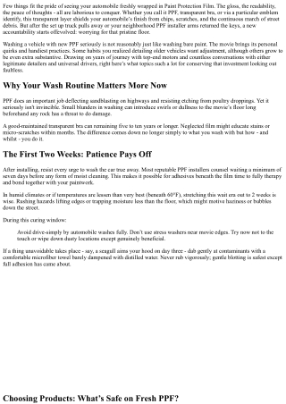 Best Practices for Washing a Car with Newly Installed PPF