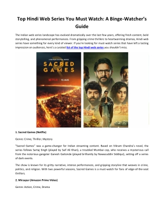 Top Hindi Web Series You Must Watch