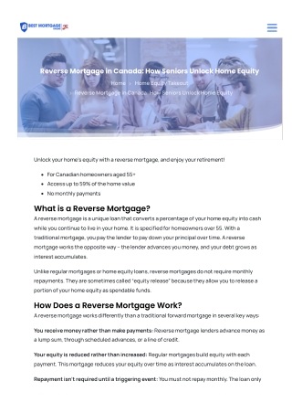 Reverse Mortgage in Canada: BestMO Guides Seniors to Home Equity Freedom
