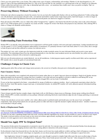 Paint Protection Film for Classic and Vintage Cars: What to Consider