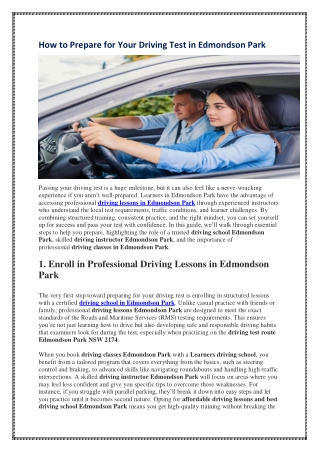 How to Prepare for Your Driving Test in Edmondson Park