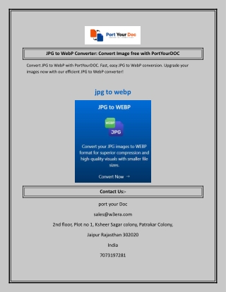 JPG to WebP Converter: Convert Image free with PortYourDOC