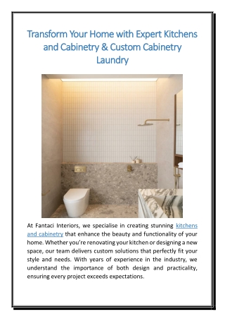 Transform Your Home with Expert Kitchens and Cabinetry Custom Cabinetry Laundry