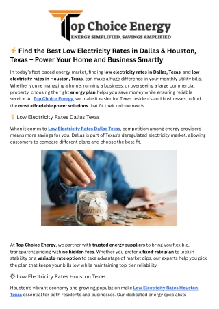 Low Electricity Rates Houston Texas