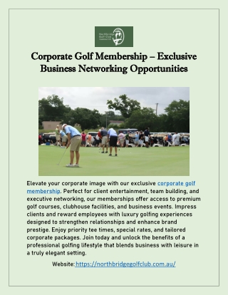 Corporate Golf Membership