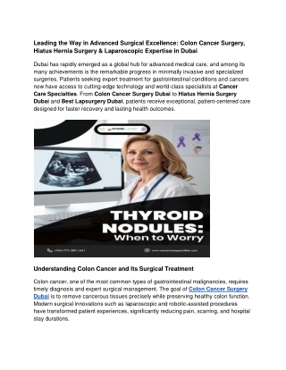 Leading the Way in Advanced Surgical Excellence: Colon Cancer Surgery, Hiatus He