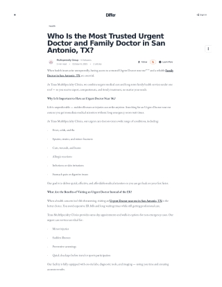 Who Is the Most Trusted Urgent Doctor Near Me and Family Doctor in San Antonio,