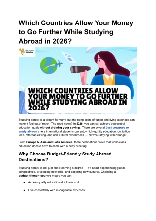 Which Countries Allow Your Money to Go Further While Studying Abroad in 2026?