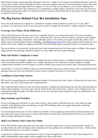 How Long Does It Take to Install a Clear Bra? Timeline Explained