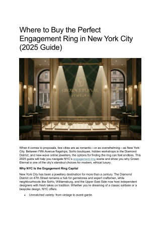 Where to Buy the Perfect Engagement Ring in New York City