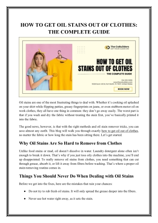 How to Get Oil Stains Out of Clothes: The Complete Guide