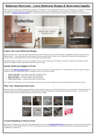 Bathroom Showroom – Latest Bathroom Designs & Renovation Supplies