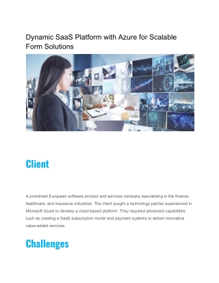 Dynamic SaaS Platform with Azure for Scalable Form Solutions