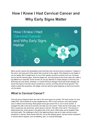 How I Knew I Had Cervical Cancer and Why Early Signs Matter