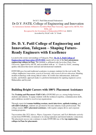 Dr. D.Y. Patil COEI - Shaping Future Ready Engineers with Excellence