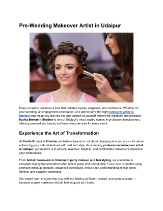 Pre-Wedding Makeover Artist In Udaipur