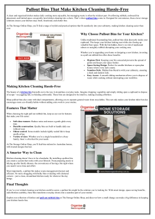 Pullout Bins That Make Kitchen Cleaning Hassle-Free