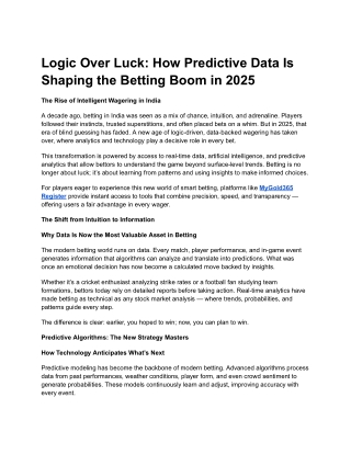 The Age of Analytical Betting: How Smart Data Is Changing Wagers Forever