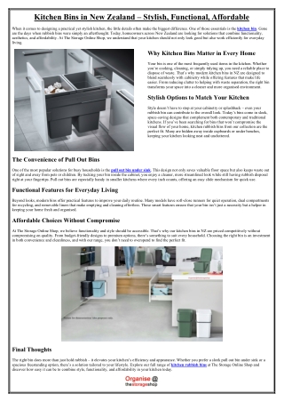 Kitchen Bins in New Zealand – Stylish, Functional, Affordable