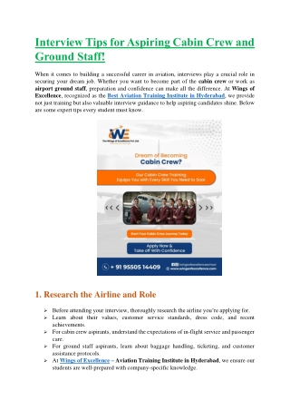 Interview Tips for Aspiring Cabin Crew and Ground Staf