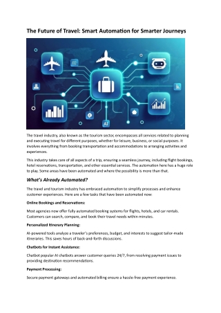 The Future of Travel Smart Automation for Smarter Journeys
