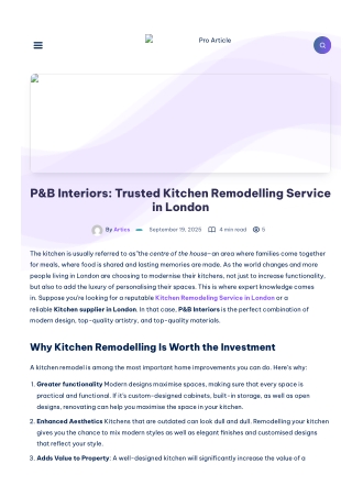 P&B Interiors: Trusted Kitchen Remodelling Service in London