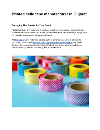 Printed cello tape manufacturer in Gujarat