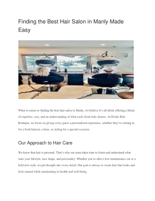 Finding the Best Hair Salon in Manly Made Easy