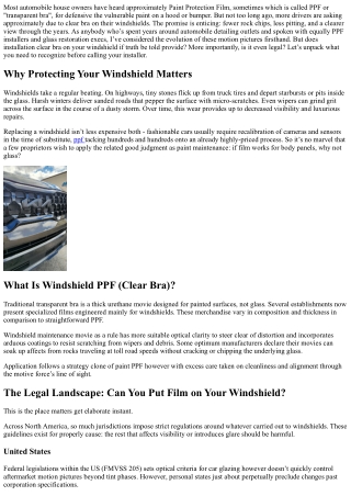 Installing Clear Bra on Windshields: Is It Legal and Effective?