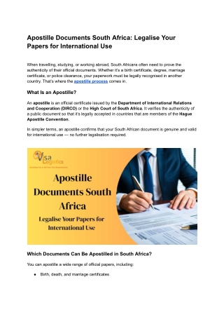 Apostille Documents South Africa: Legalise Your Papers for International Use