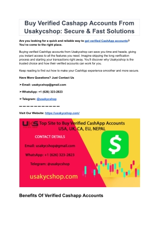 Buy Verified Cashapp Accounts From Usakycshop_ Secure & Fast Solutions